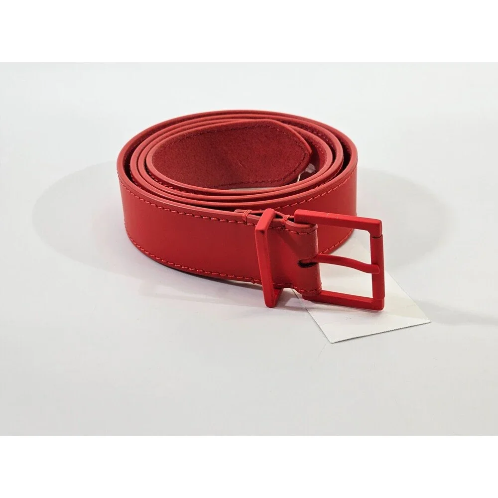 Maison Margiela Paris 95 Red Leather Buckle Belt‎ S35TP0399 NEW Quiet Luxury NWT